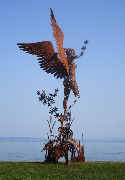 Garden sculpture Syrinx rusty iron